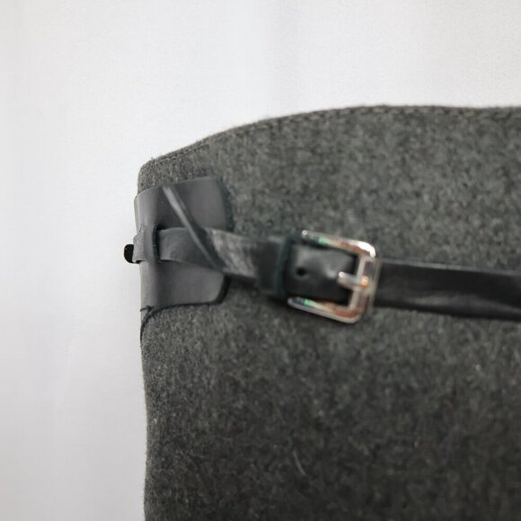 Tommy Hilfiger Black Faux Leather Gray Wool Like Tall Riding Buckle Boots - 9.5 - Picture 7 of 14